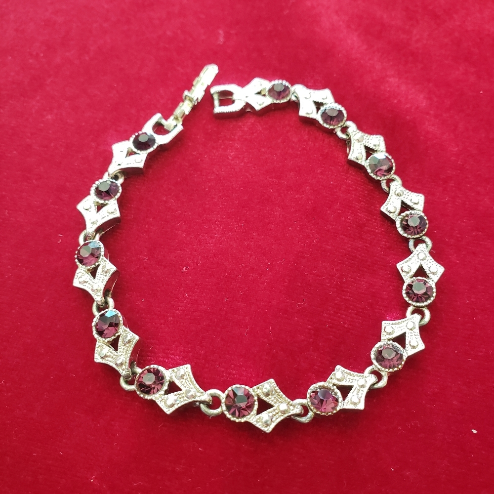 Vintage purple Rignstones bracelet - Picture 7 of 13
